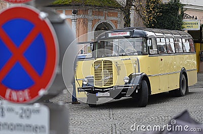 Historic Saurer Postbus in Steyr, Austria, Europe Editorial Stock Photo