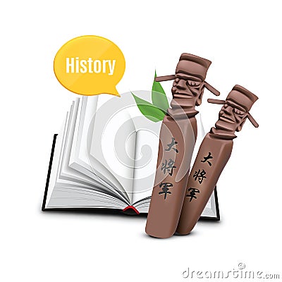 history book with wooden dolls. Vector illustration decorative design Vector Illustration