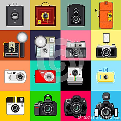 History of Camera Vector Illustration