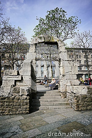 Original Roman Gate Entrance into the city of Cologne, Germany. Editorial Stock Photo