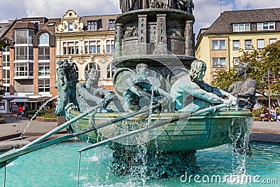 History column sculpture at the Gorresplatz square in Koblenz Editorial Stock Photo