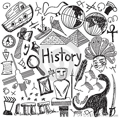 History education subject handwriting doodle icon Vector Illustration