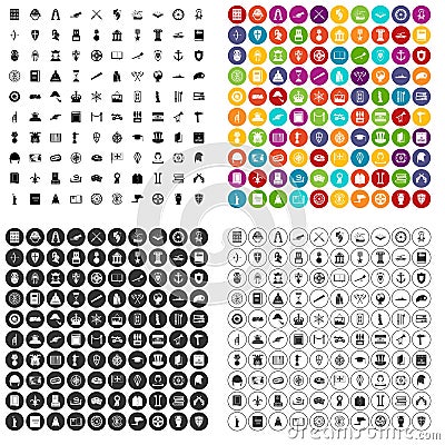 100 history icons set vector variant Vector Illustration