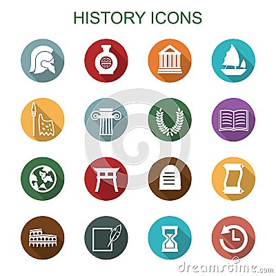 History long shadow icons Vector Illustration