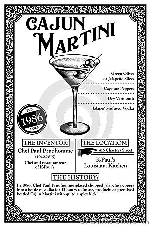 History of New Orleans Libations or Cocktails Cartoon Illustration