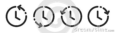 History time back clock icon vector simple graphic ui element illustration set, backup version backward symbol pictogram line Vector Illustration