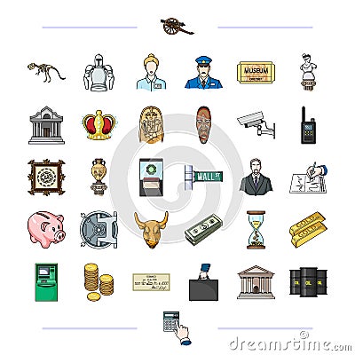 history, travel, entertainment and other web icon in cartoon style. Vector Illustration