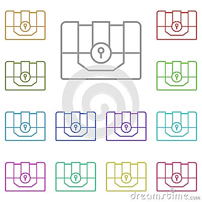 History, treasure chest multi color icon. Simple thin line, outline vector of History icons for UI and UX, website or mobile Stock Photo