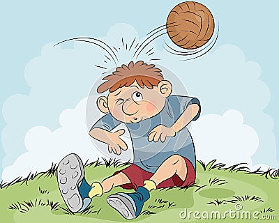 Hit a ball on head Vector Illustration