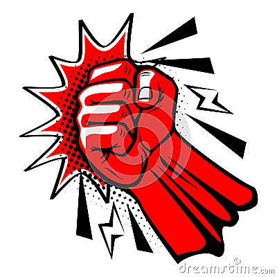 hit fist uppercut in comic style Vector Illustration