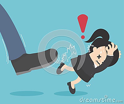 Hit kick Business woman Vector Illustration