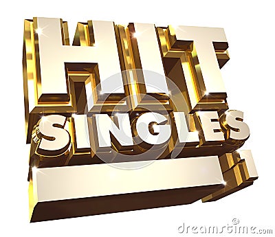 Hit Singles volume 1 - Golden 3d logo Stock Photo