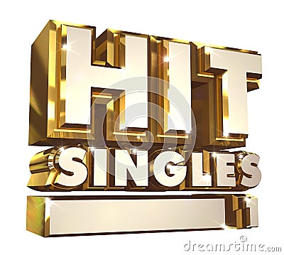 Hit Singles volume 1 - Golden 3d logo Stock Photo