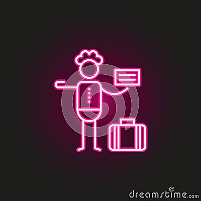 Hitchhiker neon style icon. Simple thin line, outline vector of travel icons for ui and ux, website or mobile application Stock Photo