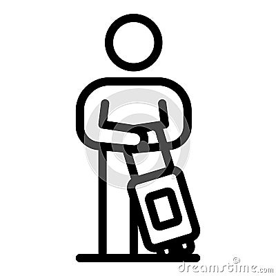 Hitchhiking boy icon, outline style Vector Illustration