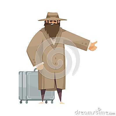 Hitchhiking Stranger Autostop Composition Vector Illustration