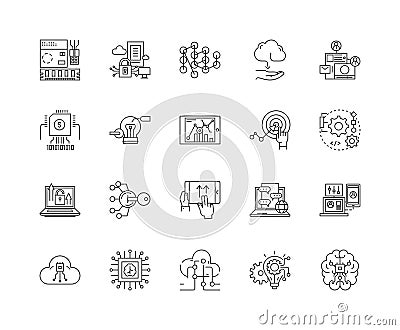 Hitech business line icons, signs, vector set, outline illustration concept Vector Illustration