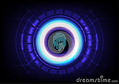 visulization fingerprint in circle Vector Illustration