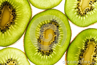 Hith angle of cut kiwis Stock Photo