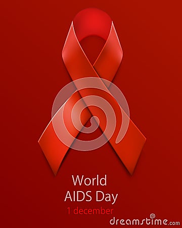 Hiv Awareness Red Ribbon. World Aids Day concept. Vector Illustration