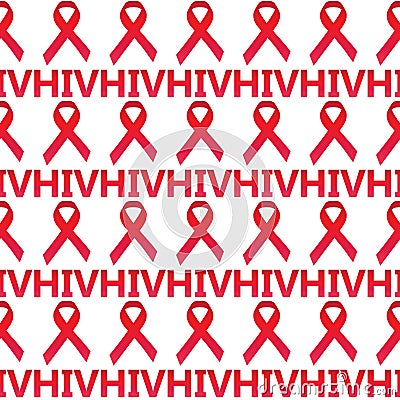 HIV ribbon simply symmetry seamless pattern Vector Illustration