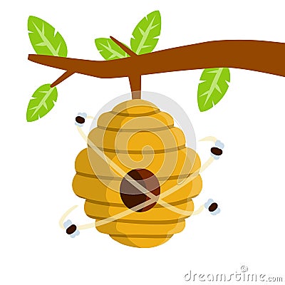 Hive. House of wasp and insect on tree. Element of nature and forests Vector Illustration
