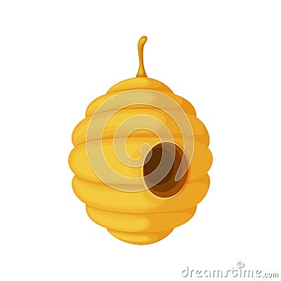 Hive. Yellow cartoon honey bee hive. A beehive. Vector illustration isolated on a white background Vector Illustration