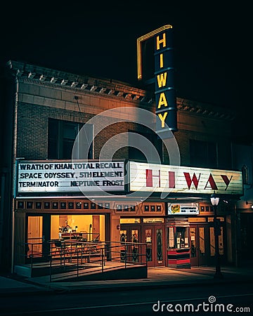 Hiway Theater vintage sign, Jenkintown, Pennsylvania Editorial Stock Photo
