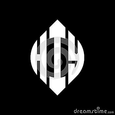HIY circle letter logo design with circle and ellipse shape. HIY ellipse letters with typographic style. The three initials form a Vector Illustration