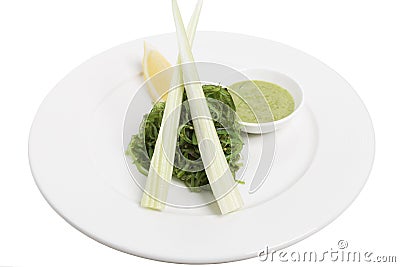 Hiyashi Wakame Chuka or Seaweed Salad Stock Photo