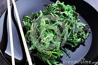 Hiyashi Wakame Chuka or seaweed salad, Japanese food Stock Photo