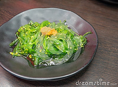 Hiyashi wakame chuka with shrimp eggs Stock Photo