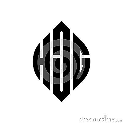 HJG circle letter logo design with circle and ellipse shape. HJG ellipse letters with typographic style. The three initials form a Vector Illustration
