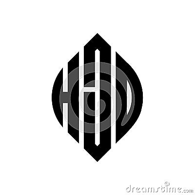 HJO circle letter logo design with circle and ellipse shape. HJO ellipse letters with typographic style. The three initials form a Vector Illustration