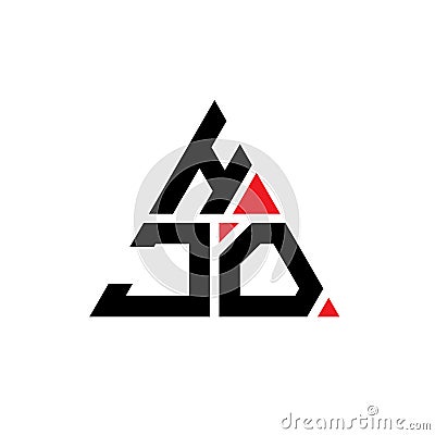 HJO triangle letter logo design with triangle shape. HJO triangle logo design monogram. HJO triangle vector logo template with red Vector Illustration