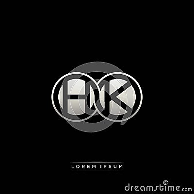 HK initial letter linked circle capital monogram logo modern template silver color version Vector Illustration