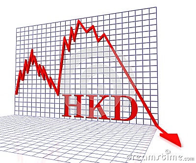Hkd Graph Negative Means Hong Kong Dollar And Coinage 3d Rendering Stock Photo