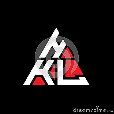 HKL triangle letter logo design with triangle shape. HKL triangle logo design monogram. HKL triangle vector logo template with red Vector Illustration