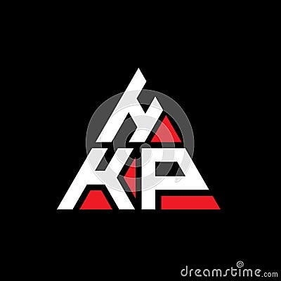 HKP triangle letter logo design with triangle shape. HKP triangle logo design monogram. HKP triangle vector logo template with red Vector Illustration