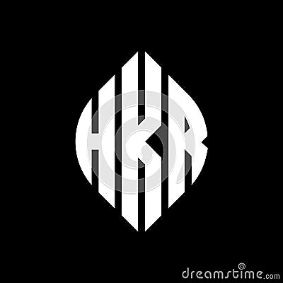 HKR circle letter logo design with circle and ellipse shape. HKR ellipse letters with typographic style. The three initials form a Vector Illustration