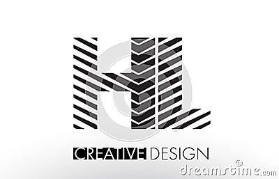 HL H L Lines Letter Design with Creative Elegant Zebra Vector Illustration