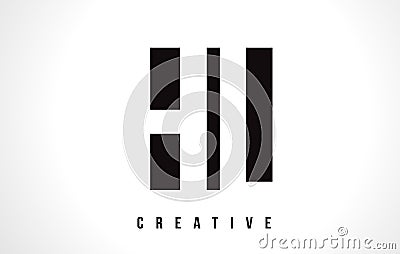 HL H L White Letter Logo Design with Black Square. Vector Illustration