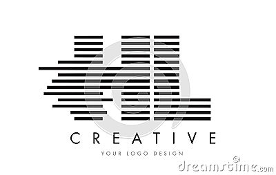 HL H L Zebra Letter Logo Design with Black and White Stripes Vector Illustration