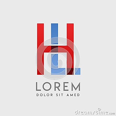 HL logo letters with blue and red gradation Vector Illustration