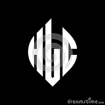 HLC circle letter logo design with circle and ellipse shape. HLC ellipse letters with typographic style. The three initials form a Vector Illustration