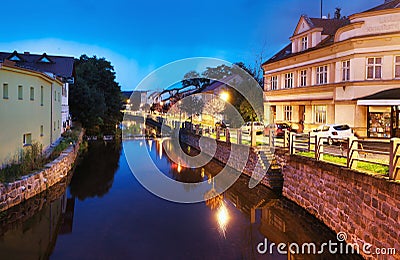 Hlinsko city, Czech Rapublic at night, Vysocina Stock Photo