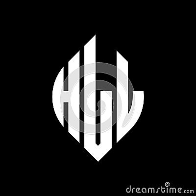 HLL circle letter logo design with circle and ellipse shape. HLL ellipse letters with typographic style. The three initials form a Vector Illustration