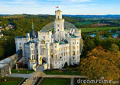 Hluboka Castle in Hluboka nad Vltavou, Bohemia Stock Photo