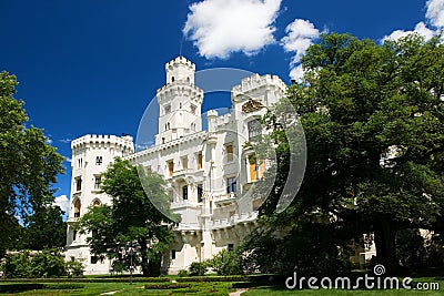 Hluboka nad Vltavou neogothic castle Stock Photo