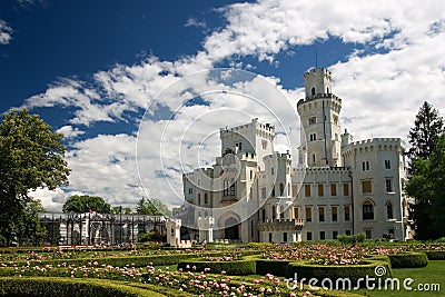 Hluboka nad Vltavou neogothic castle Stock Photo